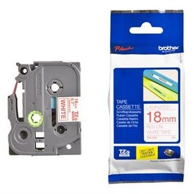 Brother Tze-242 18 mm Beyaz Üzeri Kırmızı Laminasyonlu Etiket