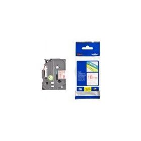 Brother Tze-242 18 mm Beyaz Üzeri Kırmızı Laminasyonlu Etiket