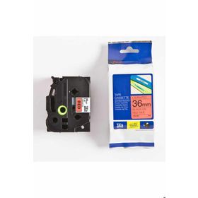 Brother TZE-461 36 mm x 8 mm Kırmızı Üzerine Siyah Laminasyonlu Etiket