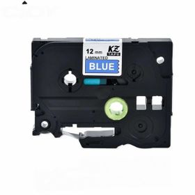 Brother TZE-531 12 mm Mavi Üzerine Siyah Laminasyonlu Muadil Etiket