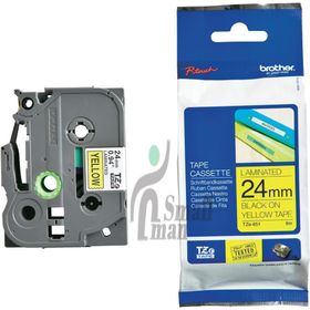Brother TZE-651 24 mm Sarı Üzeri Siyah Laminasyonlu Etiket