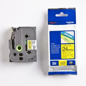 Brother TZE-651 24 mm Sarı Üzeri Siyah Laminasyonlu Etiket