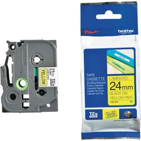 Brother TZE-651 24 mm Sarı Üzeri Siyah Laminasyonlu Etiket