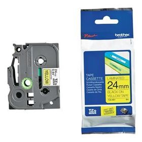 Brother TZE-651 24 mm Sarı Üzeri Siyah Laminasyonlu Etiket