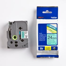 Brother Tze-751 24 mm Yeşil Üzeri Siyah Laminasyonlu Etiket