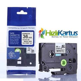 Brother Tze-fx261 36 mm Beyaz Üzeri Siyah Esnek Laminasyonlu Etiket