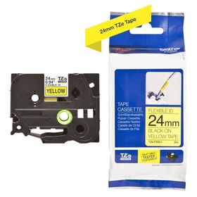 Brother Tze-fx651 24 mm Sarı Üzeri Siyah Esnek Laminasyonlu Etiket