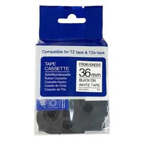 Brother Tze-s261 36 mm Beyaz Üzeri Siyah Güçlü Yapışkanlı Laminasyonlu Etiket