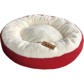 BRT Pet Peluş Simit 55 cm Kırmızı Küçük Irk Köpek Kedi Yatağı
