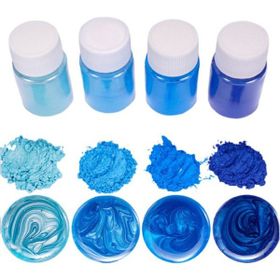 Brtrkimya 4 Renk X 10 gr Mavi Tonu Sedefli Epoksi Metalik Toz Pigment Seti
