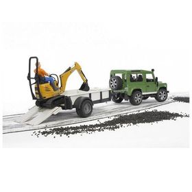 Bruder 02593 Land Rover Arazi Aracı ve JCB Mini Kazıcı