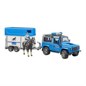 Bruder BR02588 Land Rover Römorklu Polis Aracı Memur ve Atı