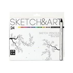 Bruno Visconti 30-0115 Sketch Art Kalın Gövde 4 mm Grafit 24 Renk Profesyonel Kuru Boya Set