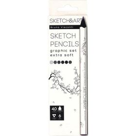 Bruno Visconti Sketchart Profesyonel Kuru Boya Kalemi Kalın Gövde afik 6 Renk No:30-0118 05 KAlem