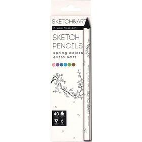 Bruno Visconti Sketchart Profesyonel Kuru Boya Kalemi Kalın Gövde Sonbahar 6 Renk No:30-0118 09 Kalem