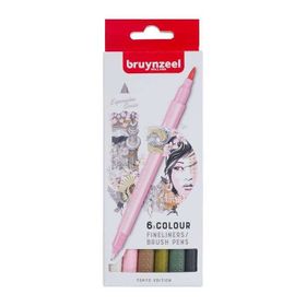 Bruynzeel 5789106 Tokyo Edition Fineliner Çift Taraflı Brushpen 6 Renk N:60325106 Kalem Seti