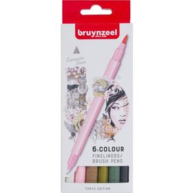 Bruynzeel 5789106 Tokyo Edition Fineliner Çift Taraflı Brushpen 6 Renk N:60325106 Kalem Seti