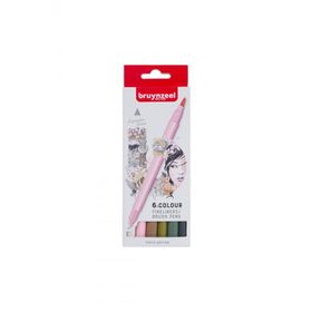 Bruynzeel 5789106 Tokyo Edition Fineliner Çift Taraflı Brushpen 6 Renk N:60325106 Kalem Seti