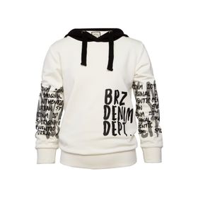 Brz Collection Kids Baskılı Ekru Erkek Çocuk Hoodie Kapüşonlu Sweatshirt