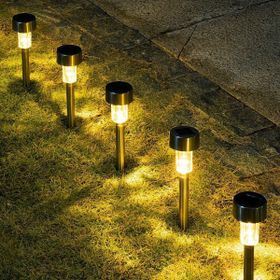 BSSM 10'lu Set Metal Gövdeli Sarı Gün Işığı Solar Güneş Enerjili Bahçe Lambası