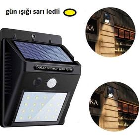 BSSM 20 Led'li Sarı Gün Işığı Hareket Sensörlü Güneş Enerjili Dış Mekan Bahçe Led Aydınlatma
