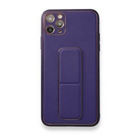 BSSM Coco Deri Standlı Kapak - Mor iPhone 11 Pro Max Kılıf