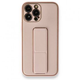 BSSM Coco Deri Standlı Kapak - Pembe iPhone 13 Pro Kılıf