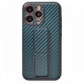 BSSM Coco Karbon Standlı Kapak - Lacivert iPhone 13 Pro Kılıf