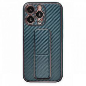 BSSM Coco Karbon Standlı Kapak - Lacivert iPhone 13 Pro Kılıf