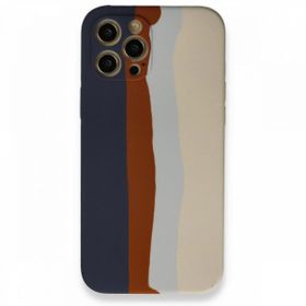 BSSM Ebruli Lansman Silikon - Lacivert Krem iPhone 12 Pro Max Kılıf