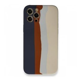 BSSM Ebruli Lansman Silikon - Lacivert Krem iPhone 12 Pro Max Kılıf