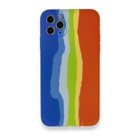 BSSM Ebruli Lansman Silikon - Mavi Turuncu iPhone 11 Pro Kılıf