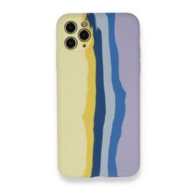 BSSM Ebruli Lansman Silikon - Sarı Lila iPhone 11 Pro Kılıf