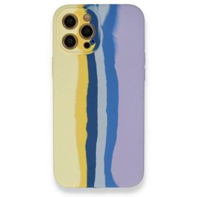 BSSM Ebruli Lansman Silikon - Sarı Lila iPhone 12 Pro Max Kılıf