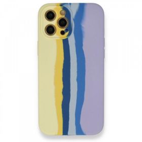 BSSM Ebruli Lansman Silikon - Sarı Lila iPhone 12 Pro Max Kılıf