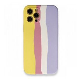 BSSM Ebruli Lansman Silikon - Sarı Mavi iPhone 12 Pro Max Kılıf
