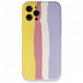 BSSM Ebruli Lansman Silikon - Sarı Mavi iPhone 12 Pro Max Kılıf