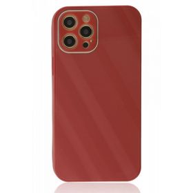 BSSM Glass Kapak - Bordo iPhone 12 Pro Kılıf