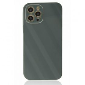 BSSM Glass Kapak - Koyu Yeşil iPhone 12 Pro Kılıf