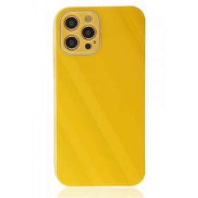 BSSM Glass Kapak - Sarı iPhone 12 Pro Kılıf