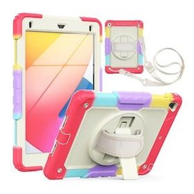 BSSM iPad 5 Air 9.7 Tablet Rainbow Kapak Kırmızı Kılıf