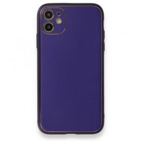 BSSM iPhone 11 Coco Deri Silikon Kapak Mor Kılıf