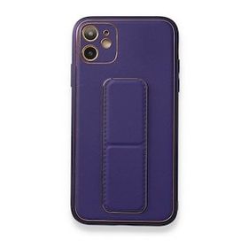BSSM iPhone 11 Coco Deri Standlı Kapak Mor Kılıf