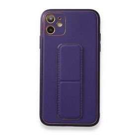 BSSM iPhone 11 Coco Deri Standlı Kapak Mor Kılıf
