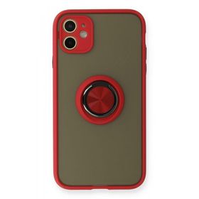 BSSM iPhone 11 Montreal Yüzüklü Silikon Kapak Kırmızı Kılıf