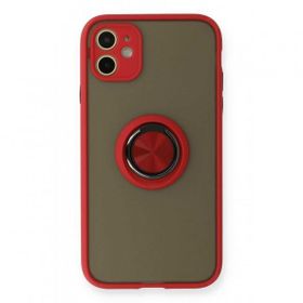 BSSM iPhone 11 Montreal Yüzüklü Silikon Kapak Kırmızı Kılıf