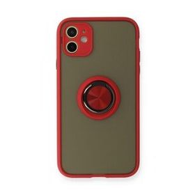 BSSM iPhone 11 Montreal Yüzüklü Silikon Kapak Kırmızı Kılıf