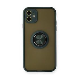 BSSM iPhone 11 Montreal Yüzüklü Silikon Kapak Yeşil Renkli Kılıf