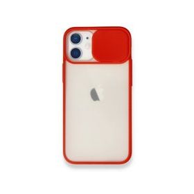 BSSM iPhone 11 Palm Buzlu Kamera Sürgülü Silikon Kırmızı Kılıf