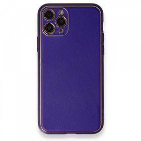 BSSM iPhone 11 Pro Coco Deri Silikon Kapak Mor Kılıf